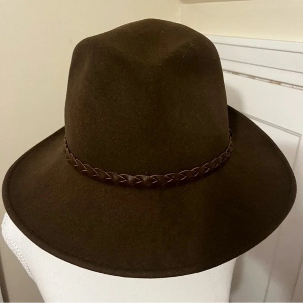 Brown Fedora Hat 100% Wool Made in USA small